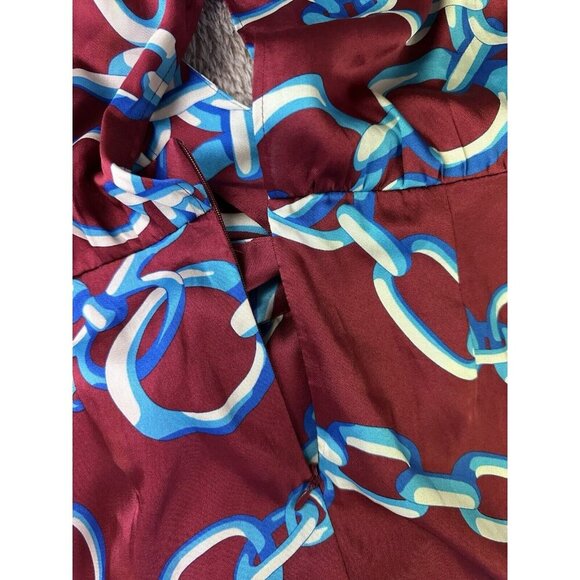 Zara Chain Print V-neck Midi Dress Size S Multicolored Spring Vacation New - Picture 11 of 16